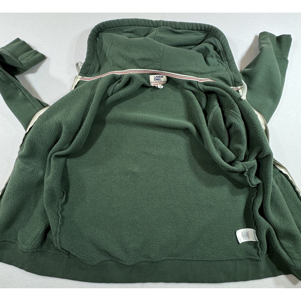 Lands End Full Zip Hoodie Womens Medium Green Serious Sweats Fleece Sweatshirt - Picture 4 of 8